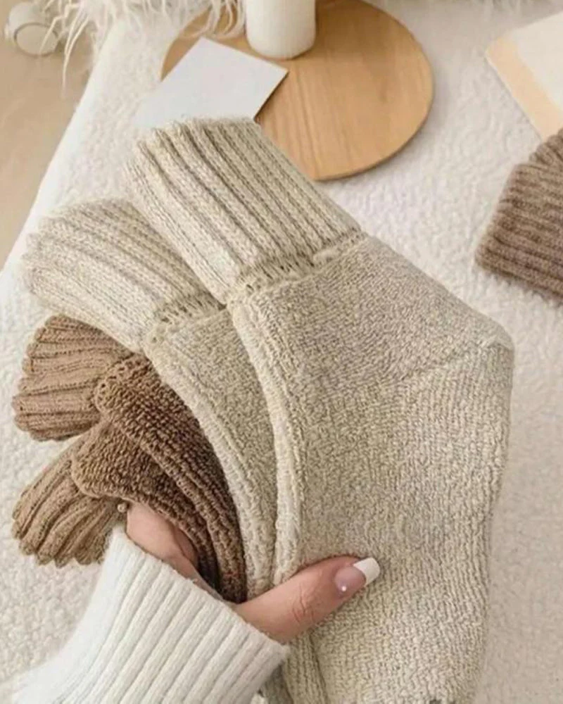 Cozy Ribbed Fleece Lined Crew Socks - Image 7