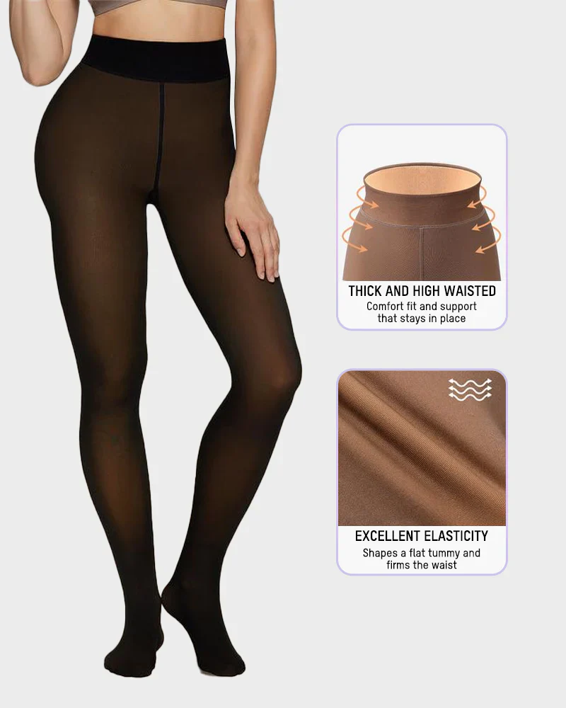 Semi-Transparent Single Seam Fleece Lined Tights - Image 5