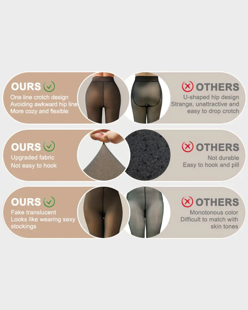 Semi-Transparent Single Seam Fleece Lined Tights - Image 8
