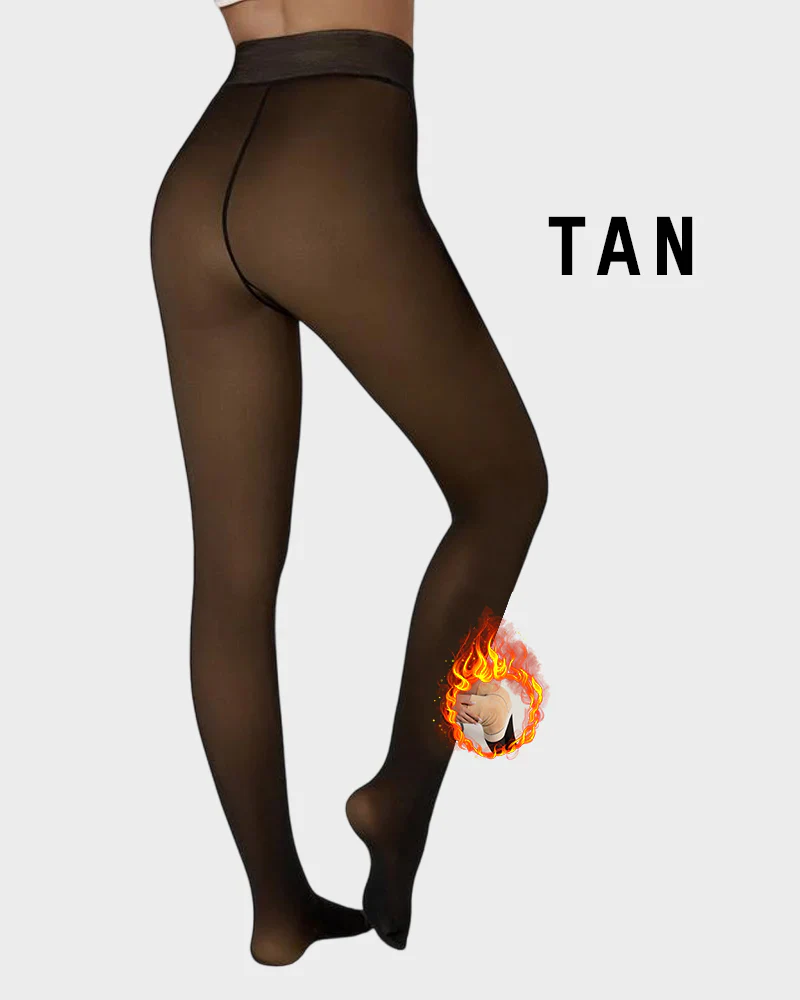 Semi-Transparent Single Seam Fleece Lined Tights - Image 9