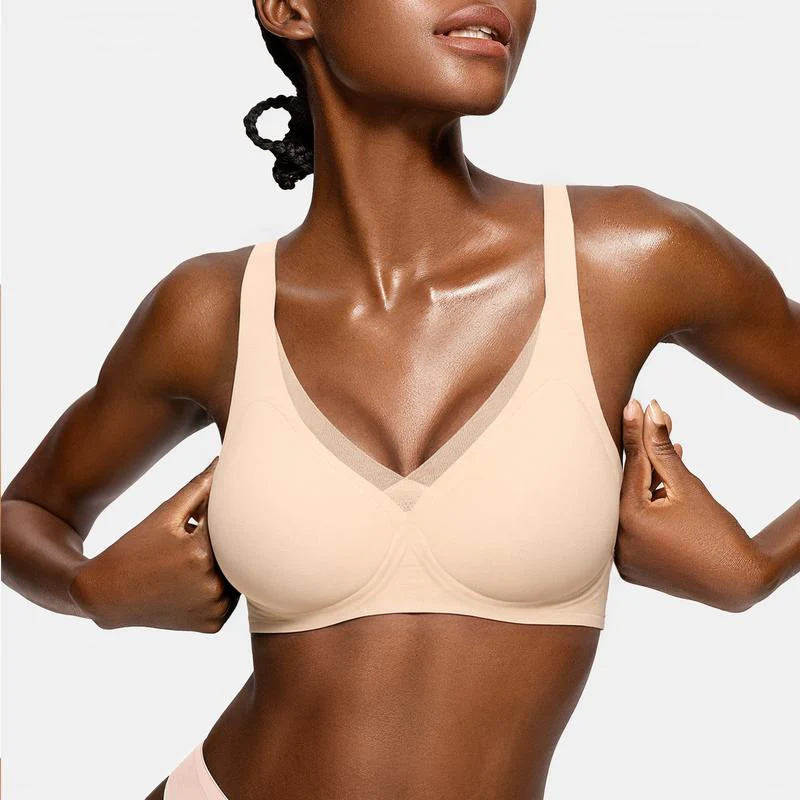 Deep V-Mesh Wireless Seamless Women's Bra - Image 3