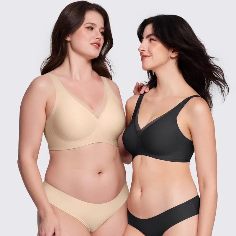 Deep V-Mesh Wireless Seamless Women's Bra - Image 5