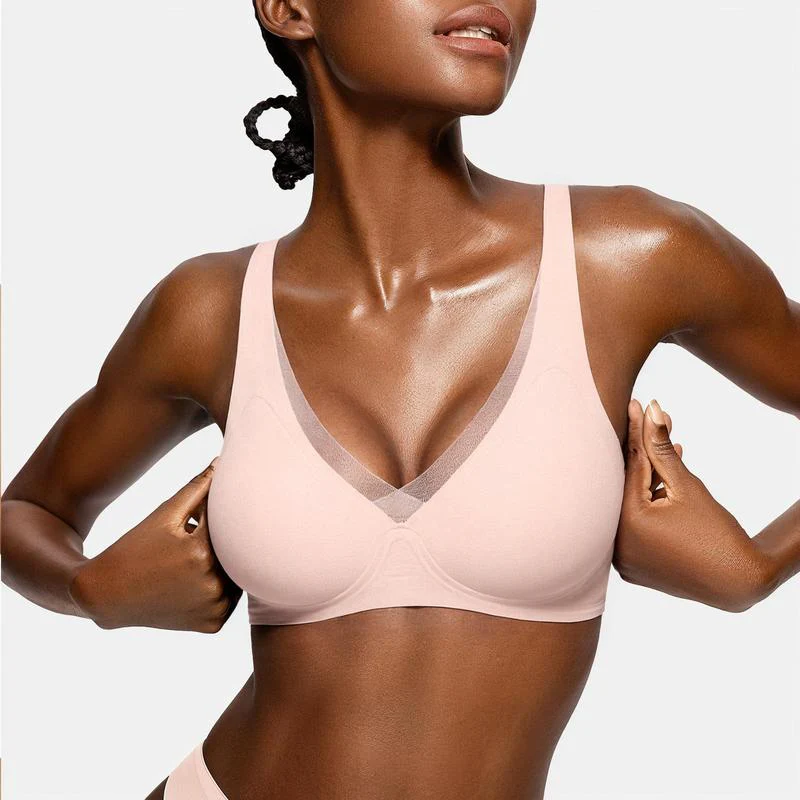 Deep V-Mesh Wireless Seamless Women's Bra - Image 7
