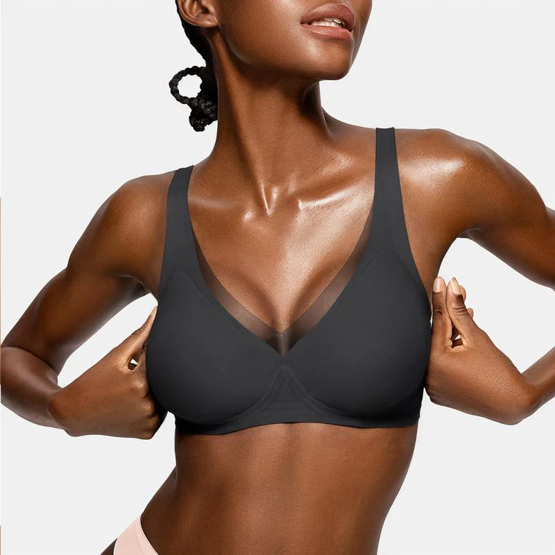 Deep V-Mesh Wireless Seamless Women's Bra - Image 9