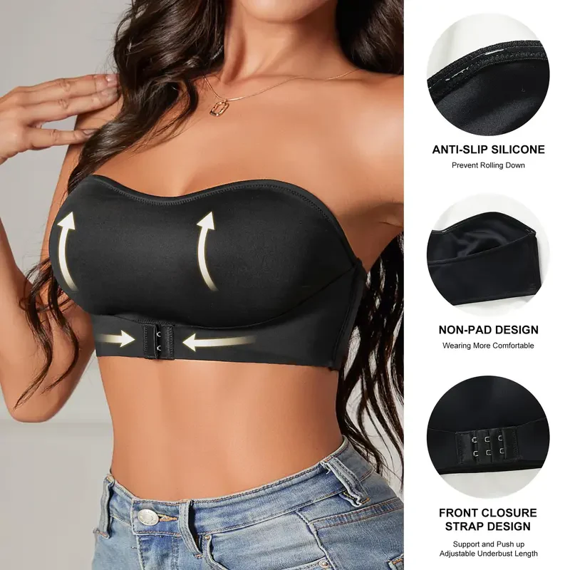 Front Closure Wireless Seamless Bandeau Bra - Image 3
