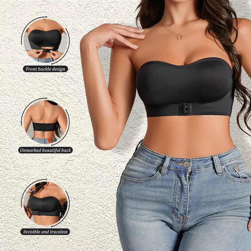 Front Closure Wireless Seamless Bandeau Bra - Image 4
