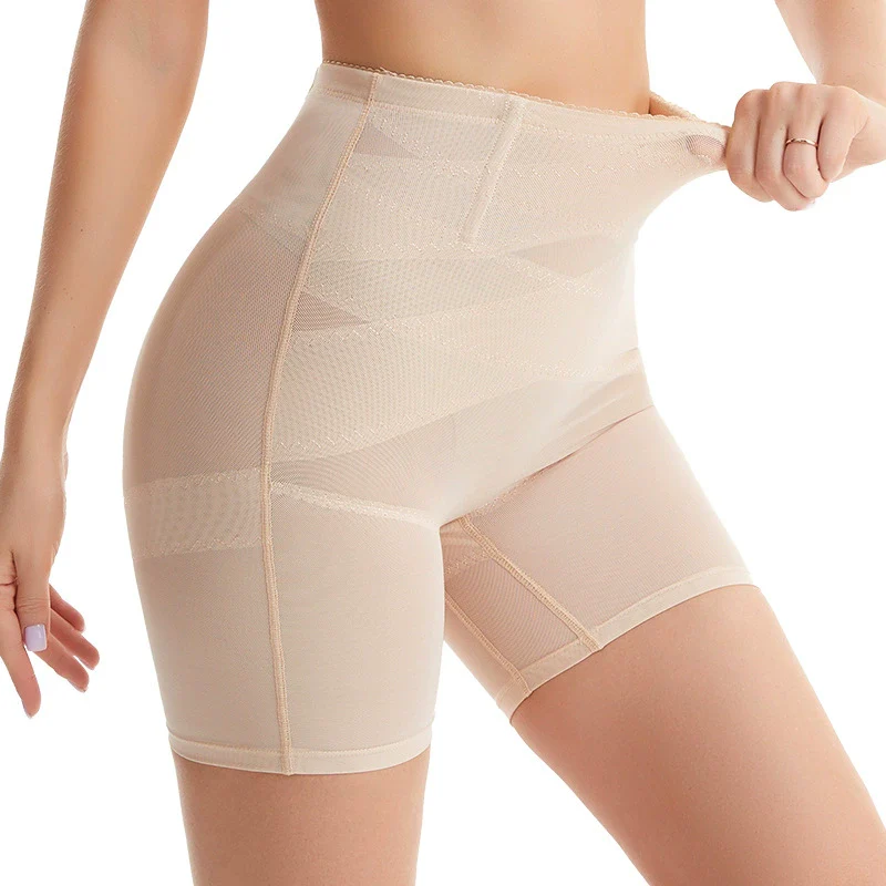 High Waist Criss-Cross Mesh Breathable Shaping Shorts - Image 13