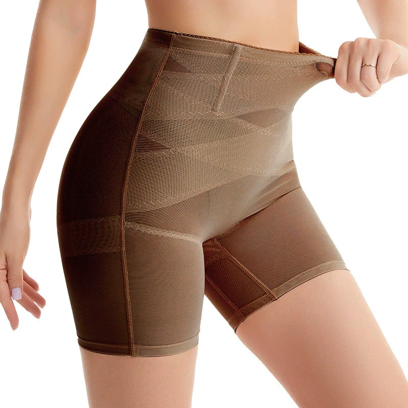 High Waist Criss-Cross Mesh Breathable Shaping Shorts - Image 15