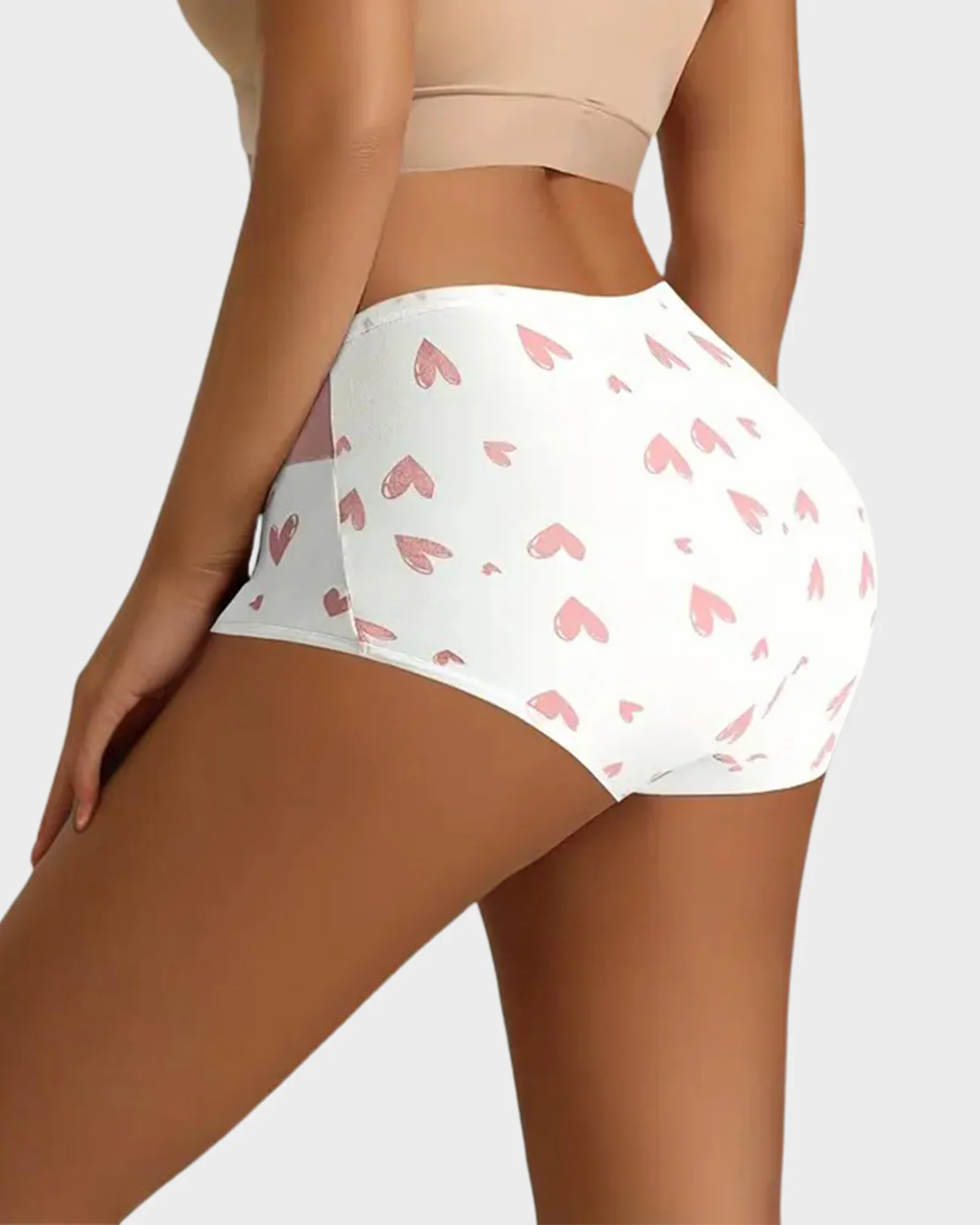 Soft Cotton Heart Print High-Waist Panties (6 Pack) - Image 8
