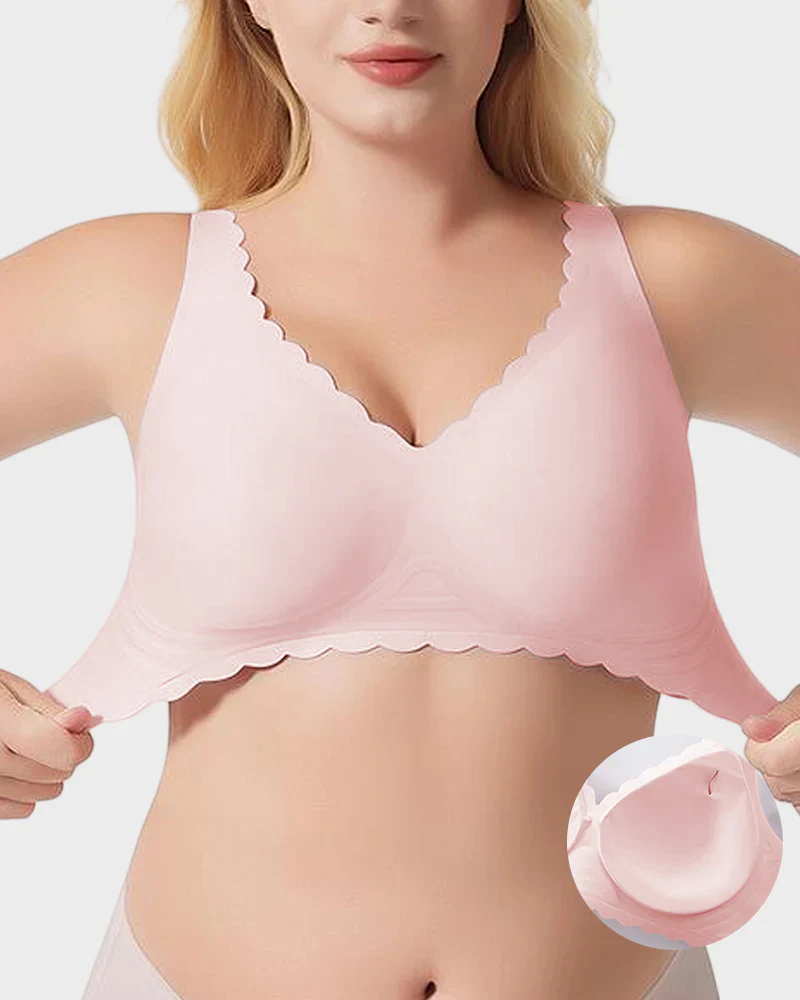 Jelly Wireless Bra with Scalloped Edge and Deep V Neckline - Image 7