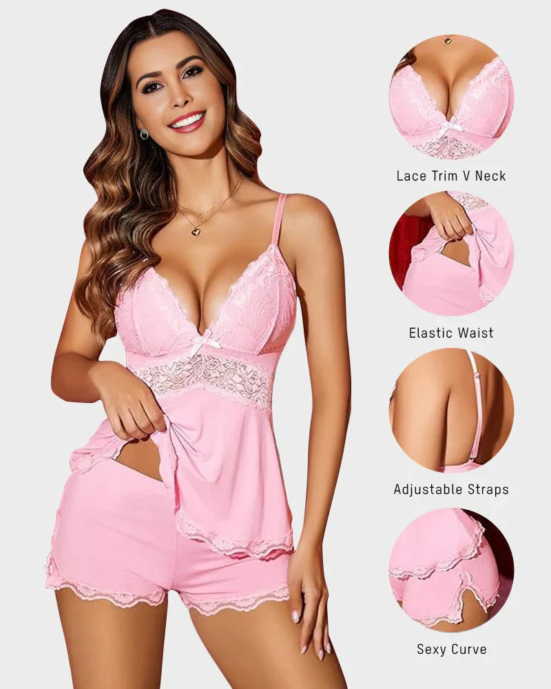 Lace-Trim Modal Cami & Shorts Pajama Set - Image 4