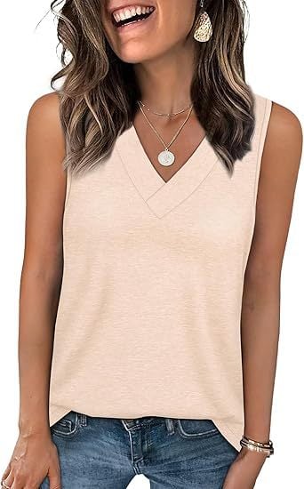 Women's Sleeveless V-Neck Slimming Loose Fit Casual Tank Top T-Shirt - Image 12