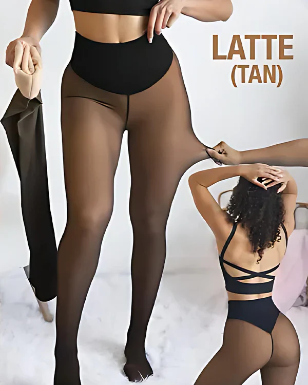 New Compression Band Model One-Seam Translucent Fleece Lined Tights - Image 7