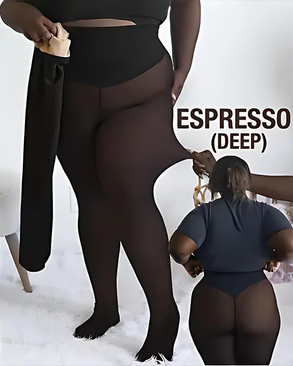 New Compression Band Model One-Seam Translucent Fleece Lined Tights - Image 9