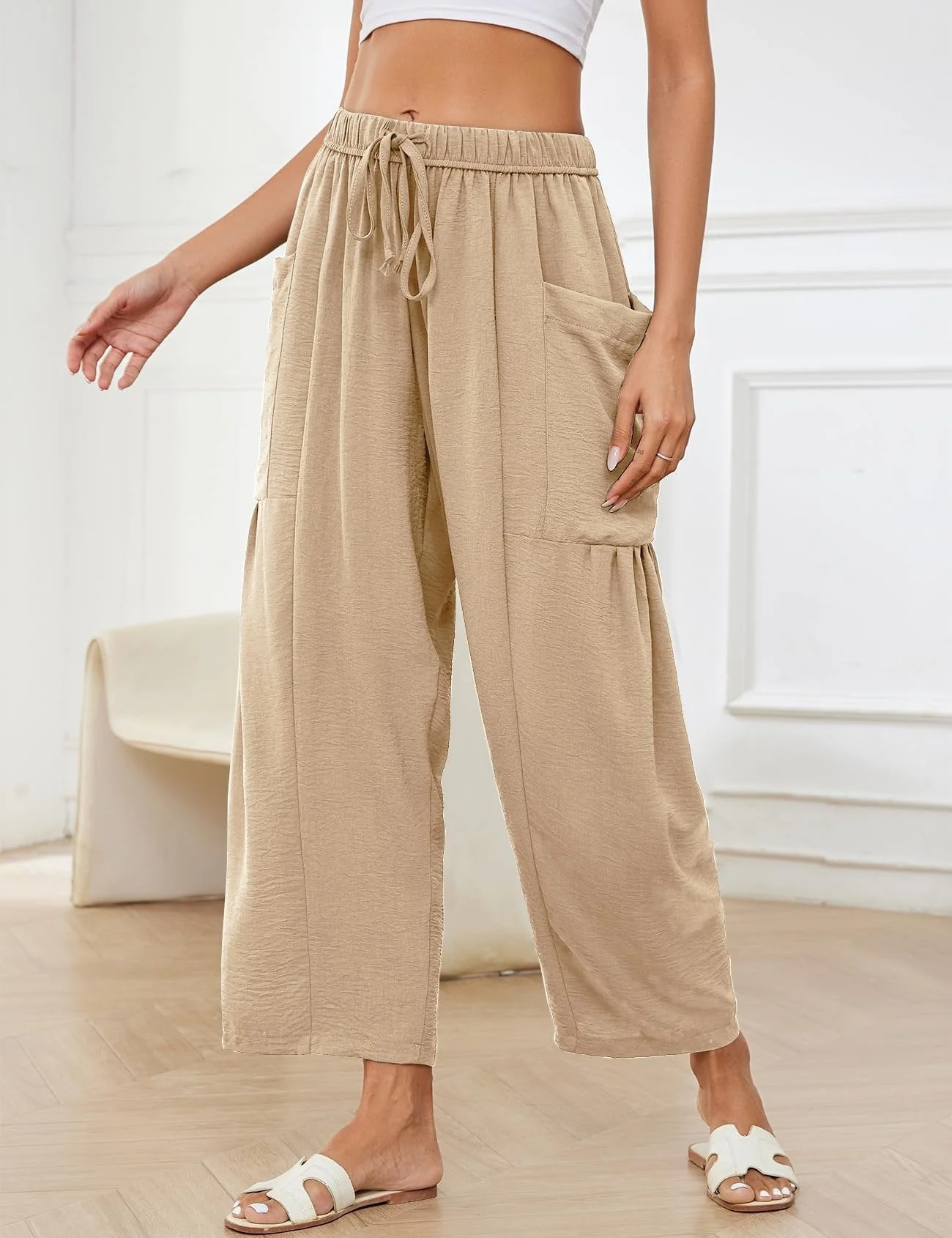 Women's Linen Casual Wide Leg Pants - Image 2