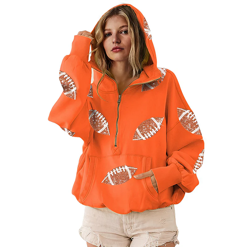 ‘Glam Kickoff’ Long Sleeve Zip Hoodie - Image 5