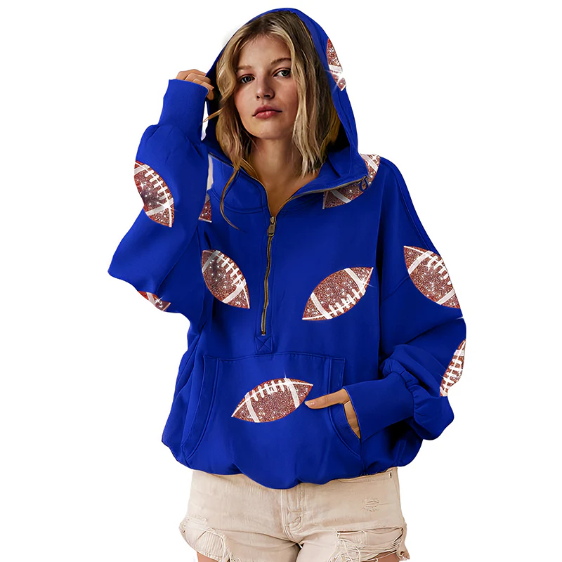 ‘Glam Kickoff’ Long Sleeve Zip Hoodie - Image 9