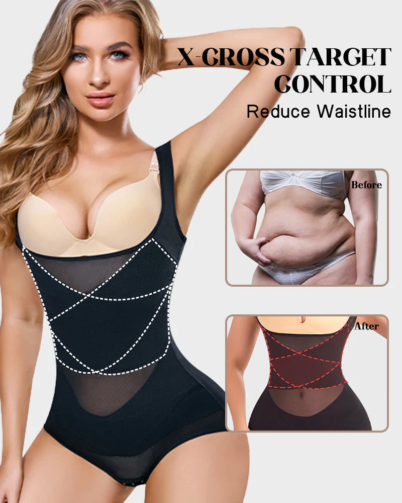 Open Bust Cross Compression Body Shaper - Image 10