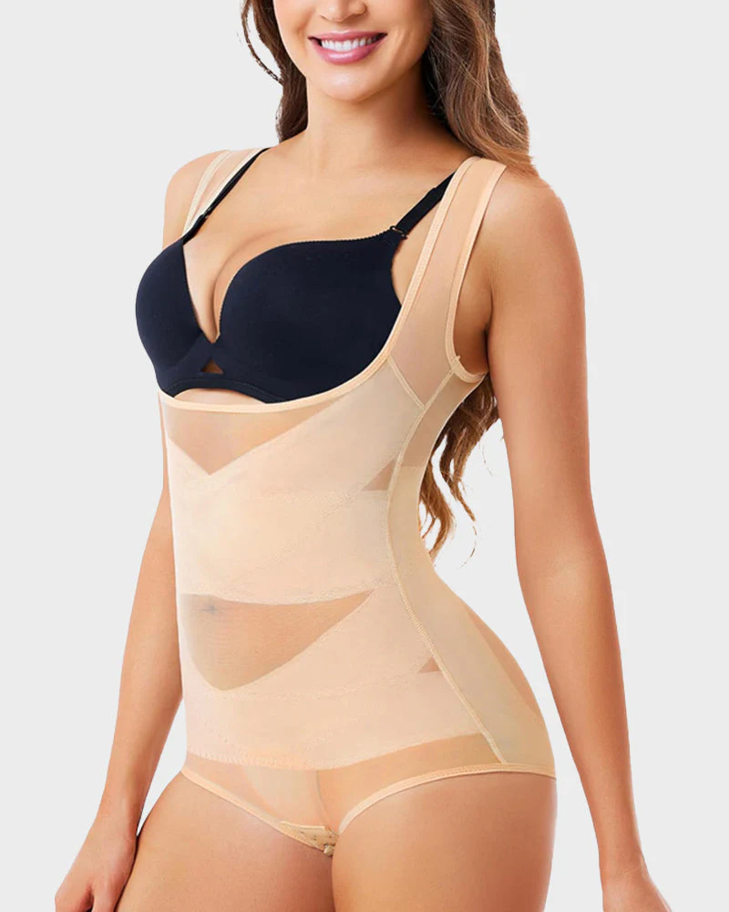 Open Bust Cross Compression Body Shaper - Image 14