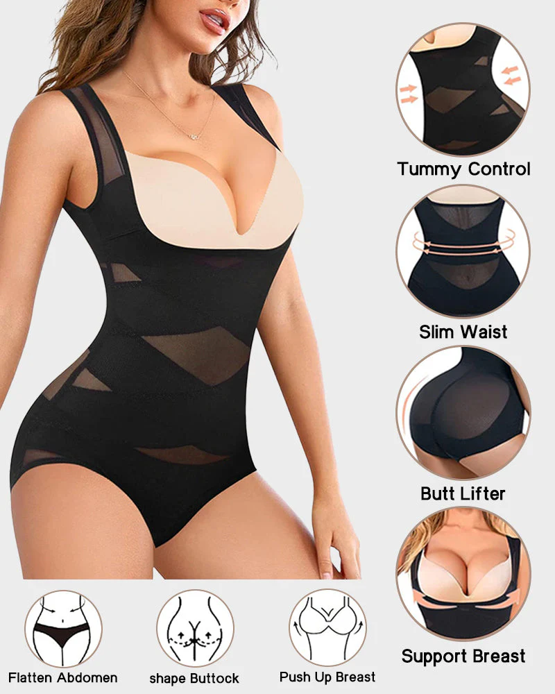 Open Bust Cross Compression Body Shaper - Image 2