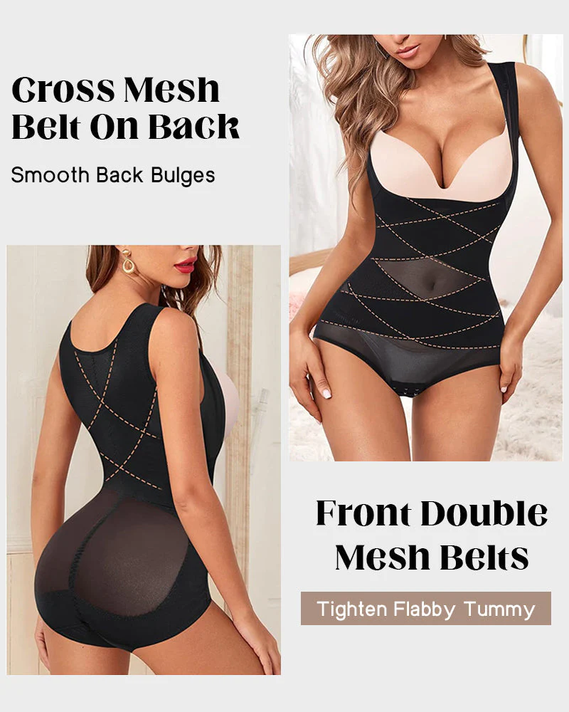 Open Bust Cross Compression Body Shaper - Image 3