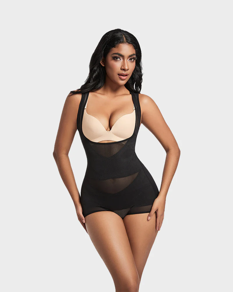 Open Bust Cross Compression Body Shaper - Image 5