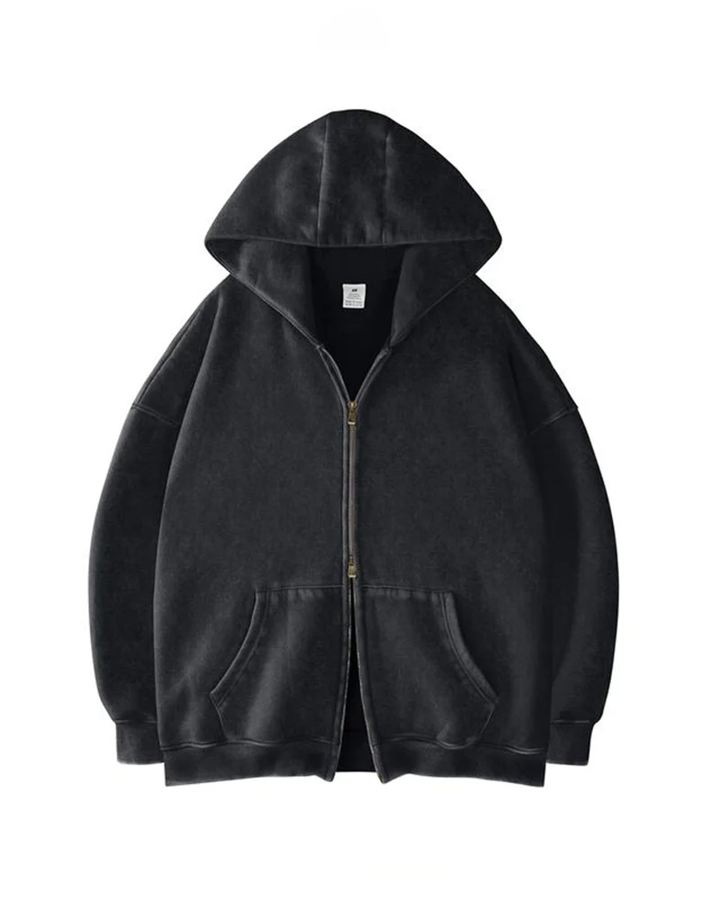 Oversized Unisex Acid Wash Zip Hoodie - Image 18