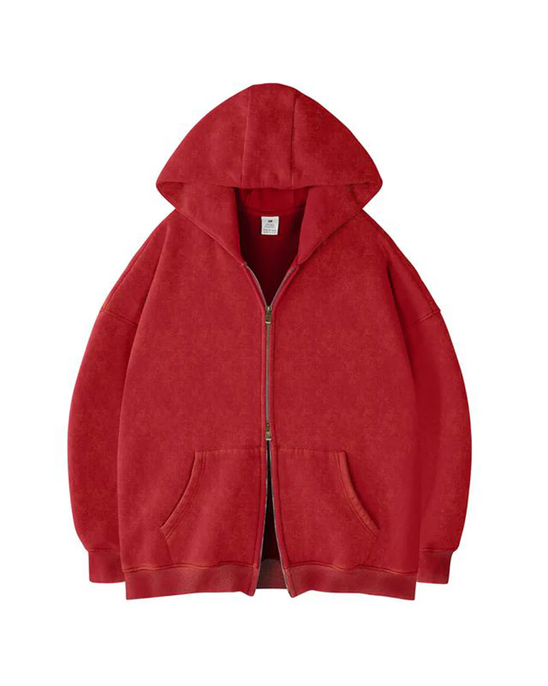 Oversized Unisex Acid Wash Zip Hoodie - Image 21