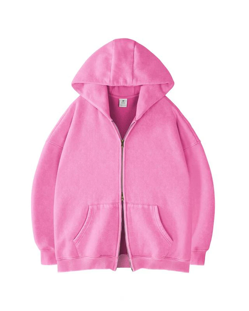 Oversized Unisex Acid Wash Zip Hoodie - Image 5
