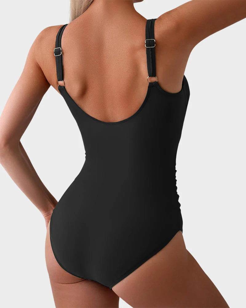 Ruched Tie-Knot Tummy Control One-Piece Swimsuit - Image 6