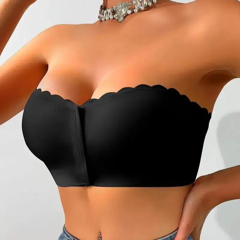 Seamless Front Closure Strapless Bandeau Bra - Image 5