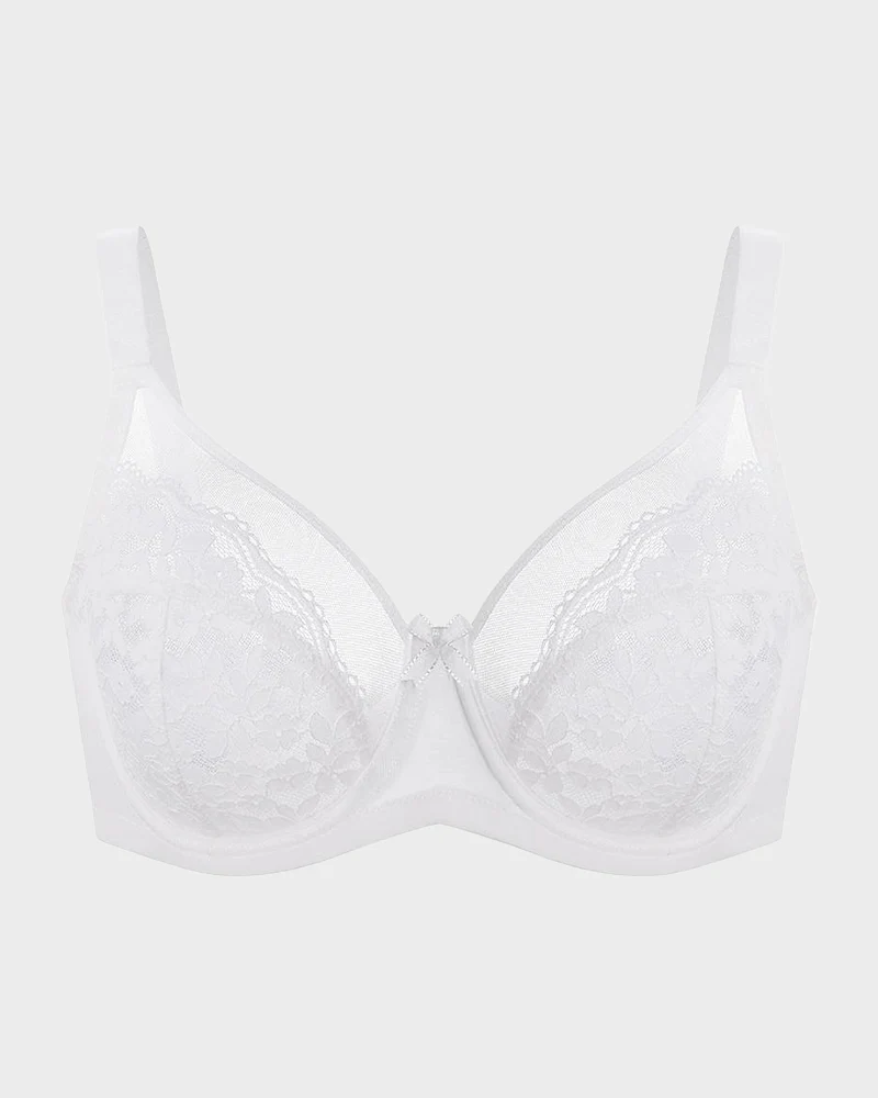Unlined Floral Lace Minimizer Bra Comfort Fit Full Coverage - Image 10