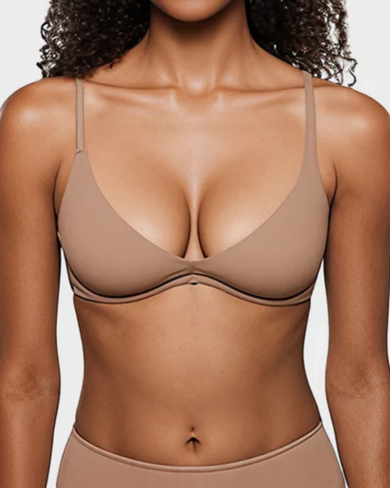 Unlined Plunge Balconette Bra with Underwire - Image 8