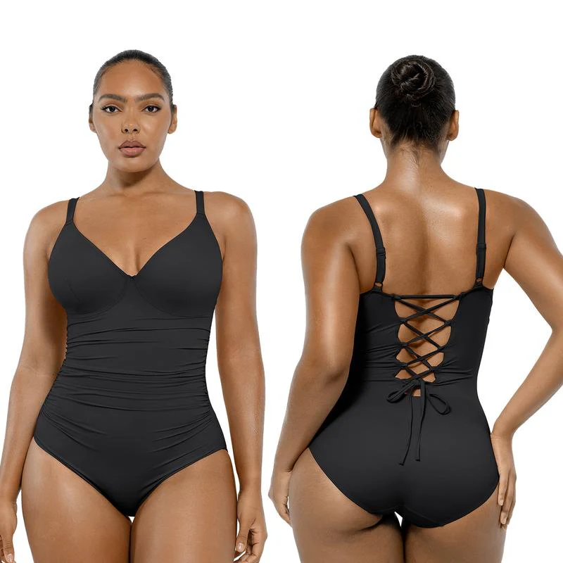 Smart Sculpt Back Drawstring Swimsuit with Tummy Tucking - Image 2