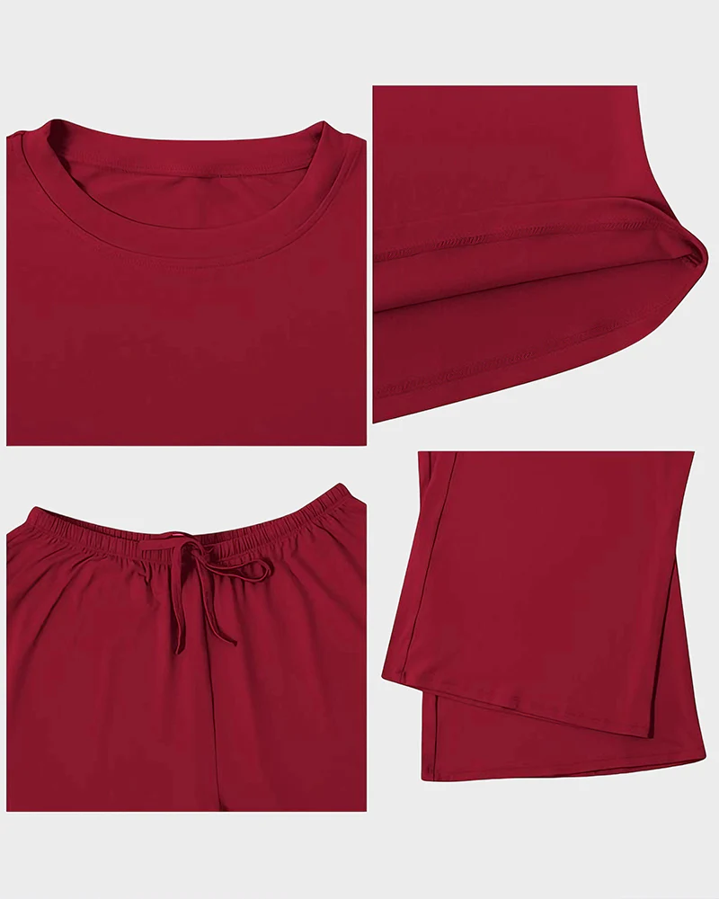 Wide-Leg Lounge Set for Women Stretchy Crop Top & Pants - Image 5