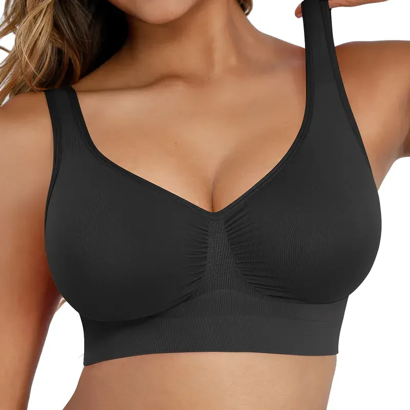 Wide Shoulder Strap Wireless T-Shirt Bra - Image 4