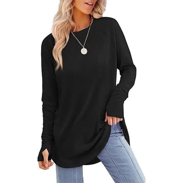 Women's Thumbhole Round Neck Long Sleeve - Image 2