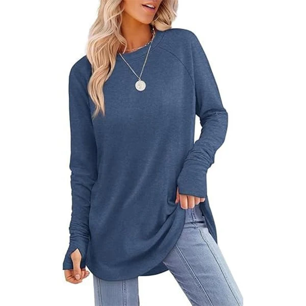 Women's Thumbhole Round Neck Long Sleeve - Image 9
