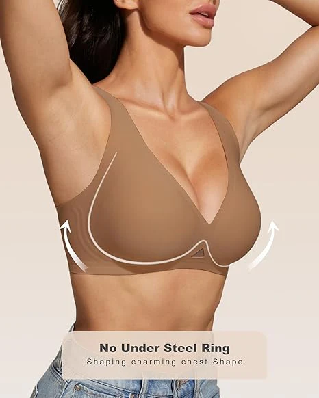 Wireless Jelly Bra Deep V Neck with Breathable Mesh Panels - Image 2