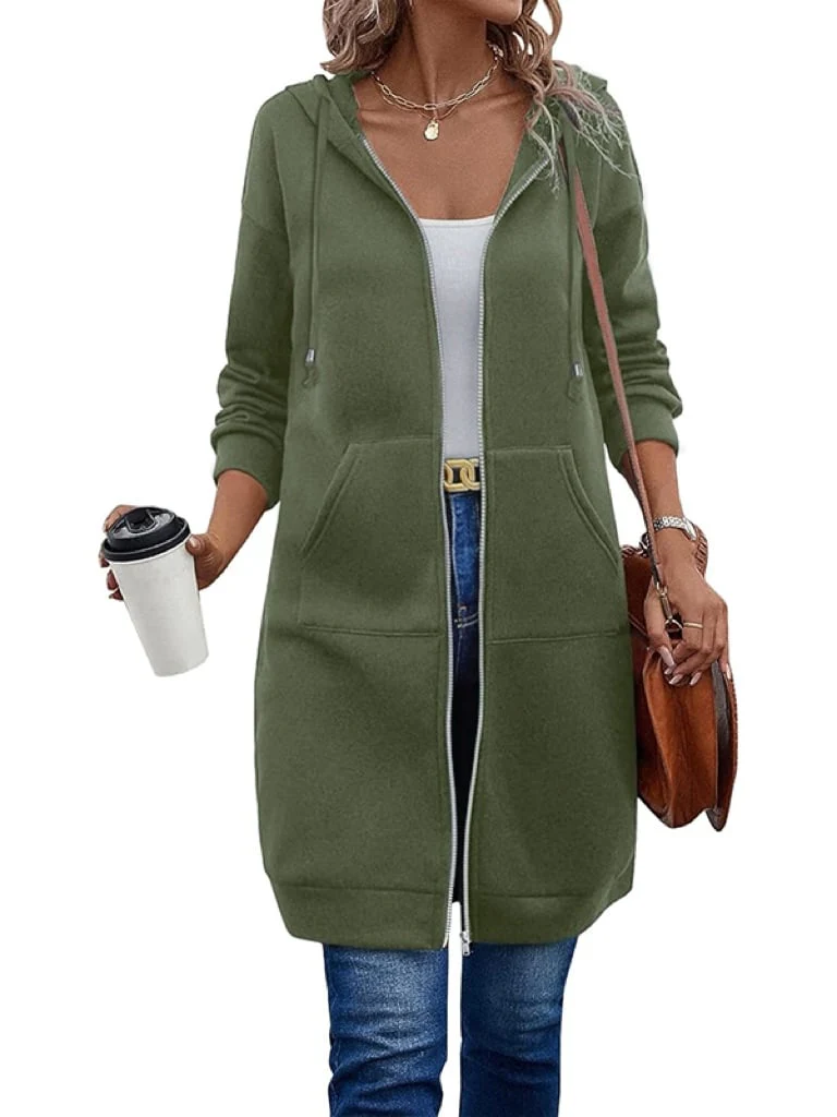 Women Casual Zip up Fleece Hoodies - Image 2