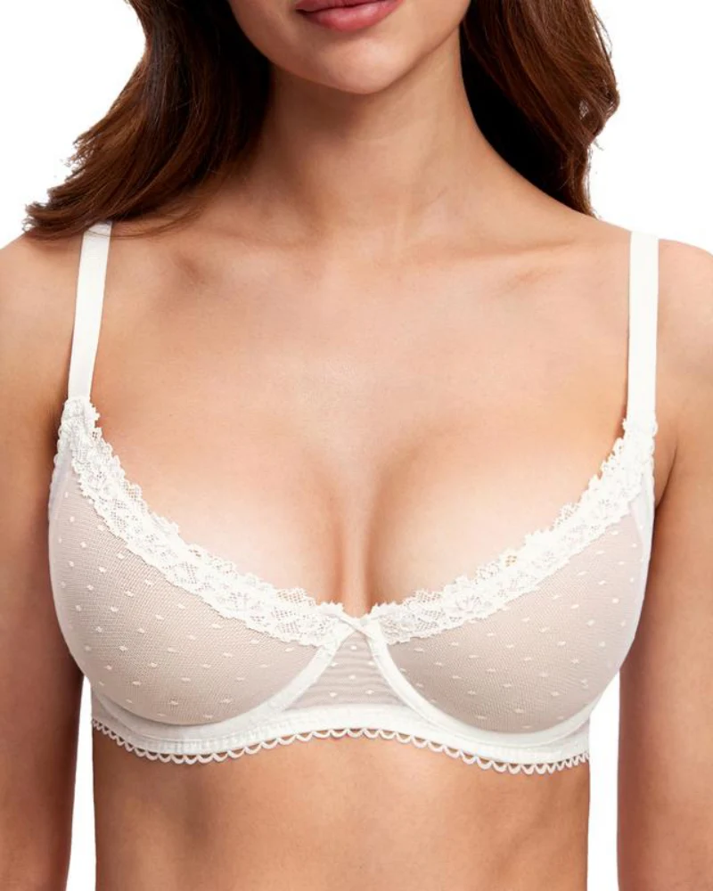 Women's Balconette Lace Bra See Through Demi Sheer - Image 8