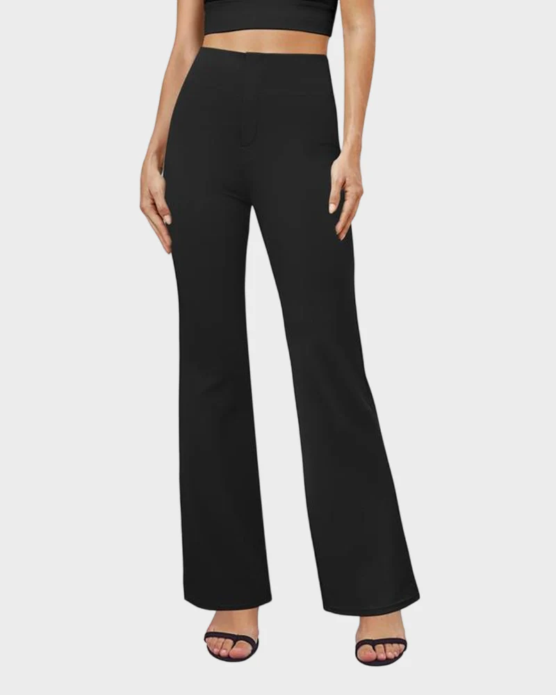 Womens High Waist Bootcut Trousers Stretch Office Pull On Slacks - Image 2