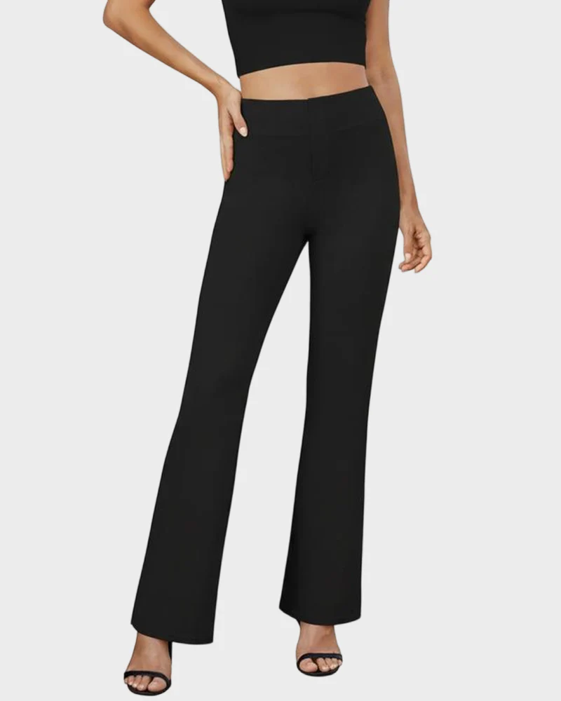 Womens High Waist Bootcut Trousers Stretch Office Pull On Slacks - Image 3
