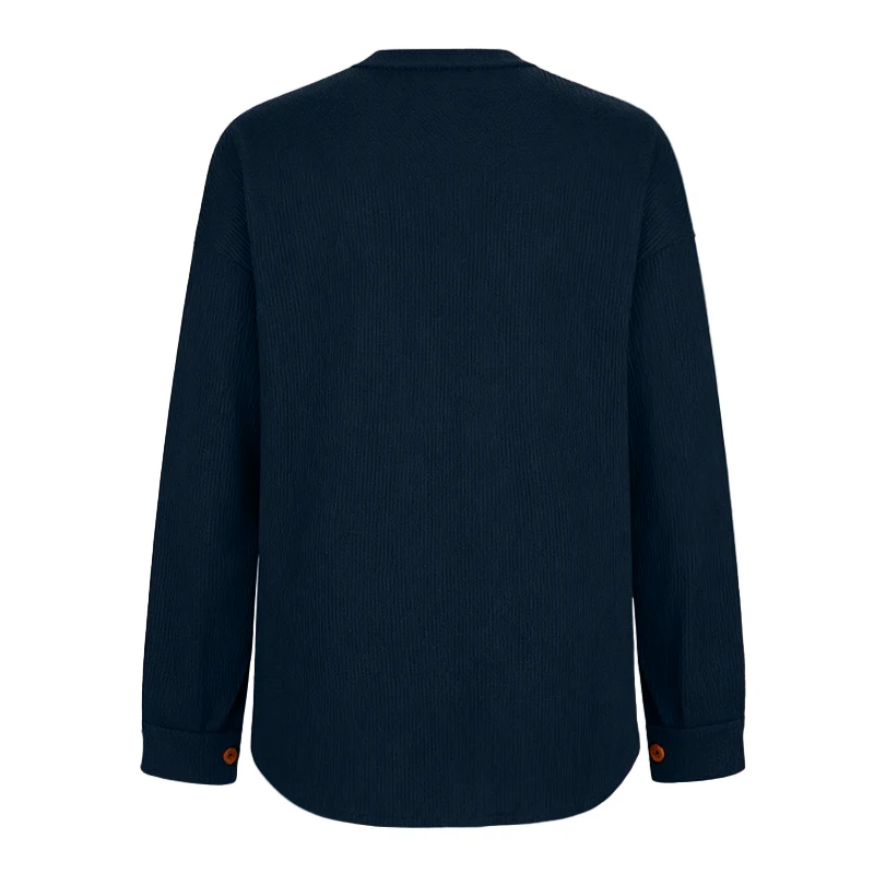 Women's Loose Fit Batwing Sleeve Waffle Knit Button Down Shirt Shacket Tops - Image 15
