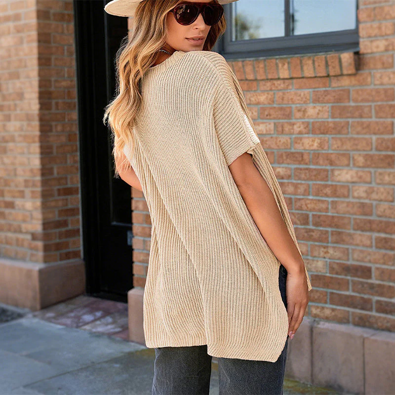 Women's Oversized Loose Round Neck Knitted Top - Image 3
